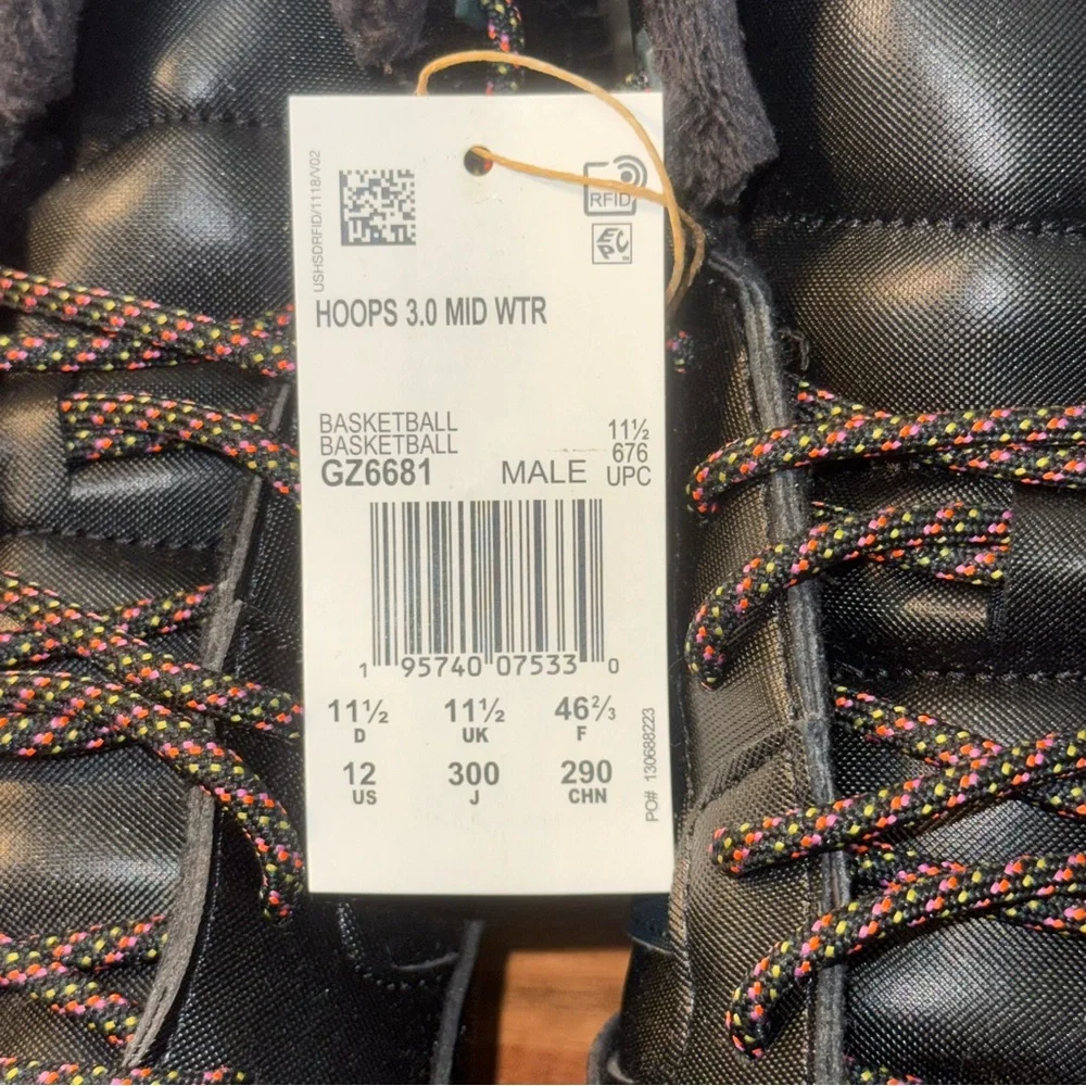 Adidas Hoops 3.0‎ Mid WTR Black with Multicolor Laces